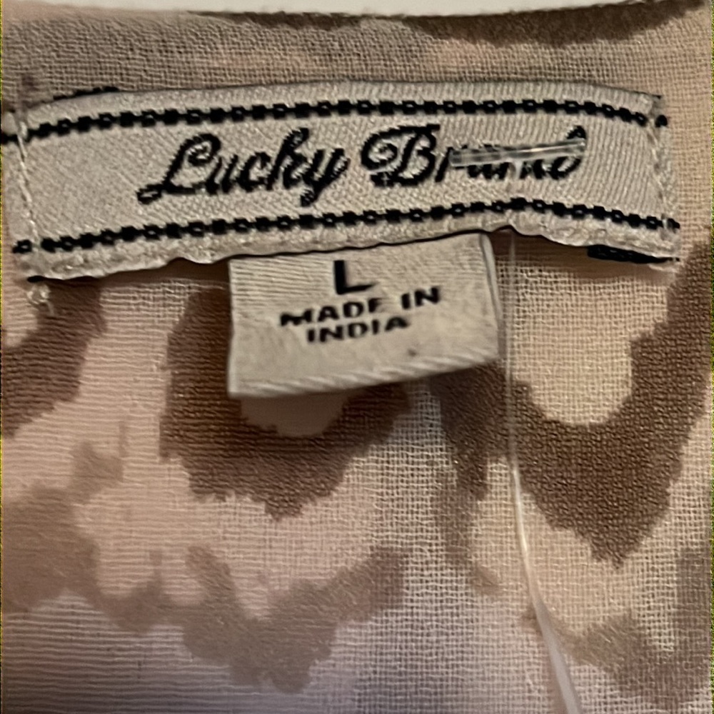 Lucky beautiful natural printed sheer long sleeve blouse - Picture 2 of 6